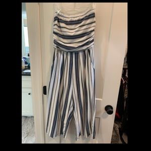 Cropped strapless jumpsuit